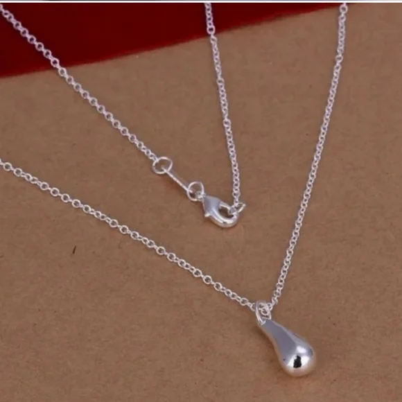 925 Sterling Silver Waterdrop Jewelry Set Bracelet Necklace Earrings and Ring - Picture 8 of 16